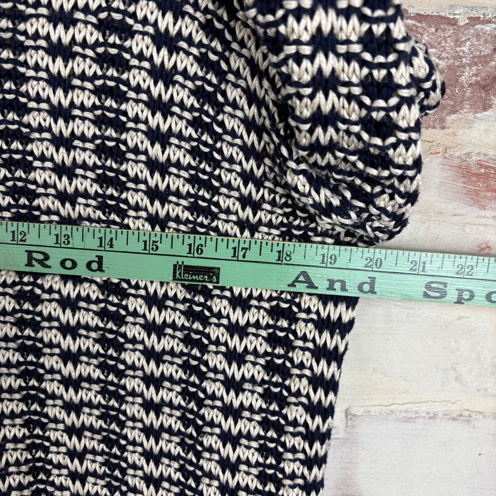 Vince Marled Knit Crewneck Sweater Womens Size XS Navy Cream Cotton Chunky Cozy - Picture 6 of 7